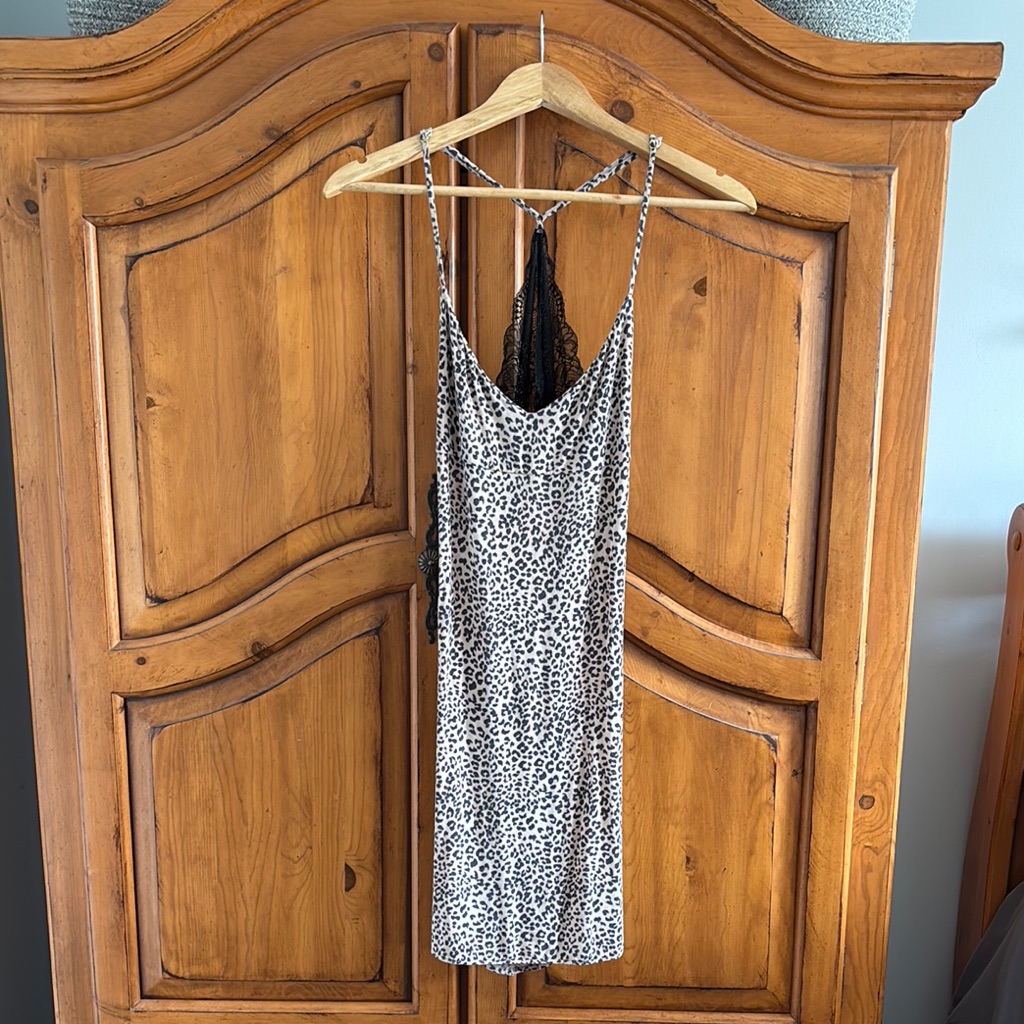 Victoria's Secret Leopard Print Chemise With Black Lace